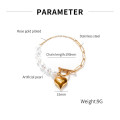 Fashion Lovely Heart Pearl Stainless Steel Women Bracelet